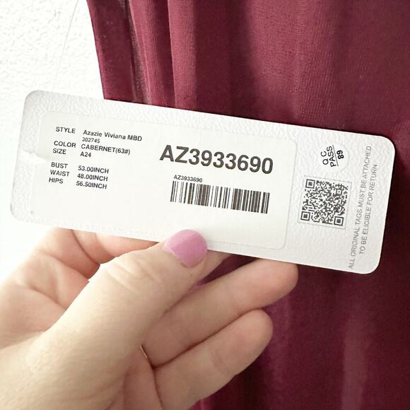 Azazie Viviana Cabernet A-line Fly Away Jewel Neck Dress Women's Plus Size 24 - Picture 9 of 14